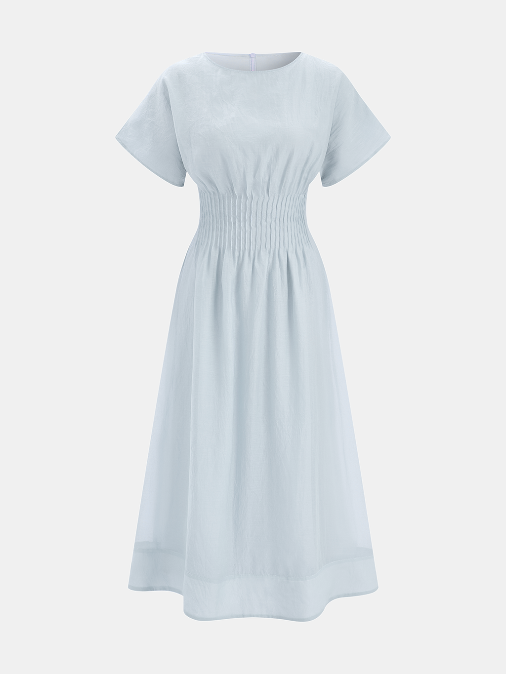 Short Sleeve Midi Dress with Smocked Waist