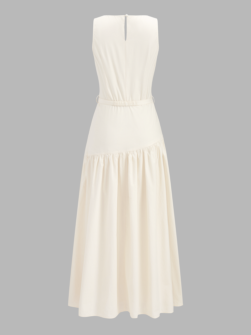 Sleeveless Square Neck Maxi Dress with Belt
