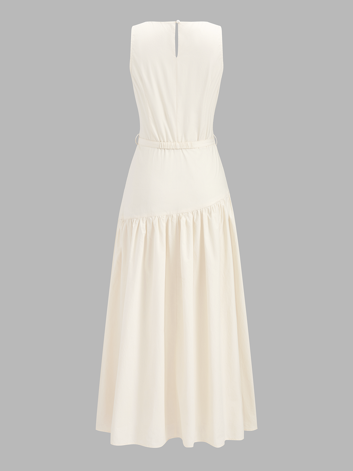 Sleeveless Square Neck Maxi Dress with Belt