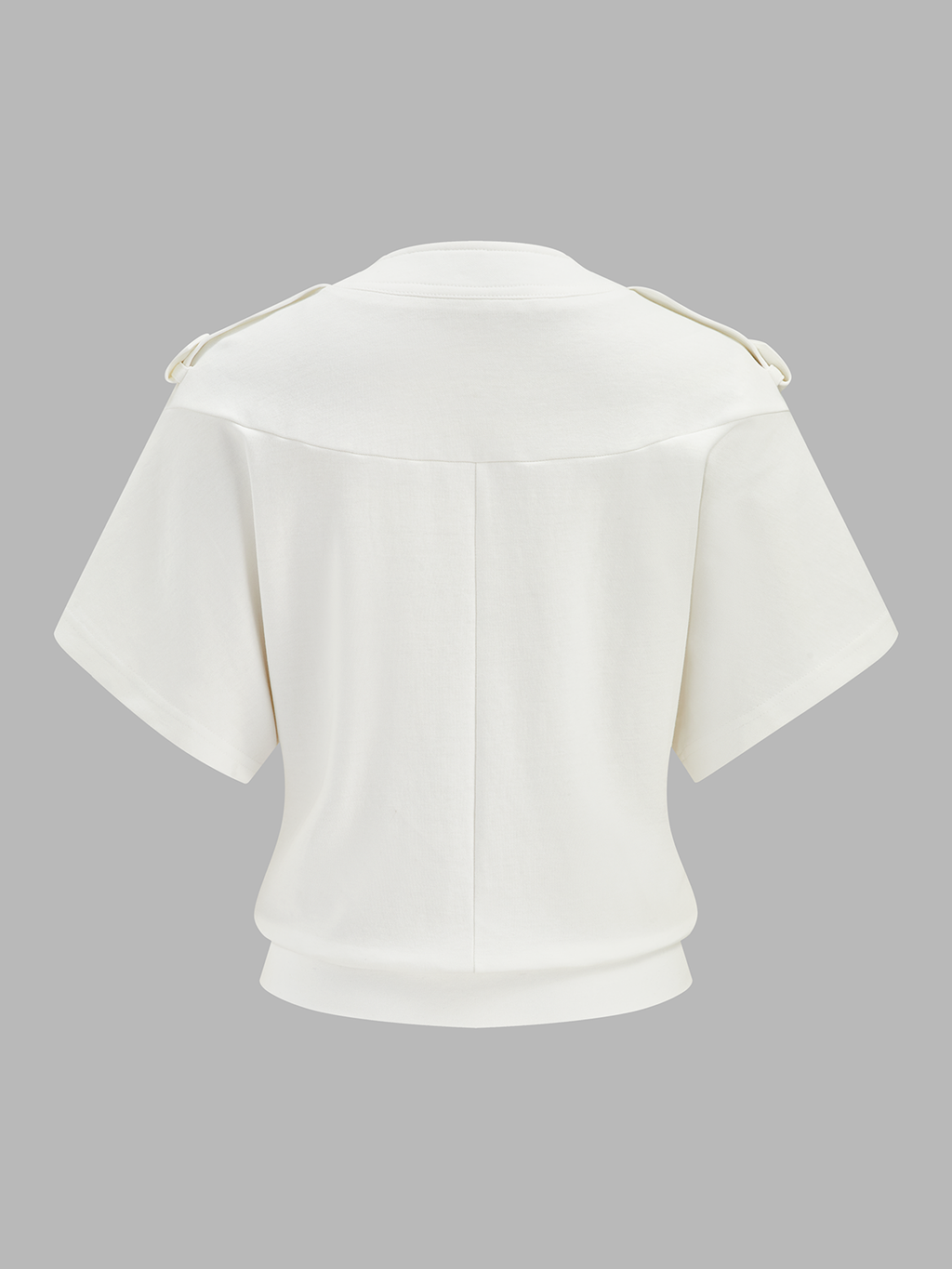 Half-Zip Sweatshirt with Epaulet Detail and Short Sleeves