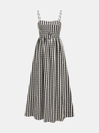 Gingham Cotton Maxi Dress with Cutout Cami Detail