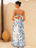 Starfish Pattern Cami Maxi Dress with Side Slit