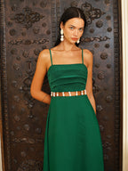Cutout Waist Cami Midi Dress in Linen Blend