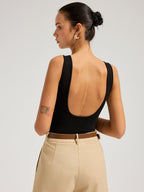 Backless Square Neck Bodysuit Without Bra