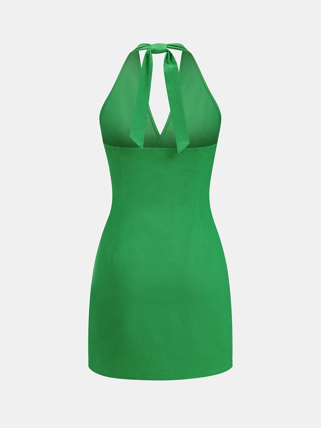 Twisted Halter-Style Cotton Linen Mini Dress