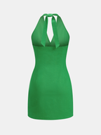 Twisted Halter-Style Cotton Linen Mini Dress