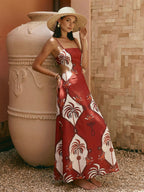 Tropical Print Cami Dress with Cut-Out Detail