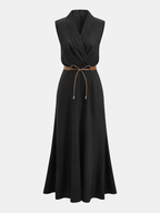 Sleeveless Belted Maxi Wrap Dress