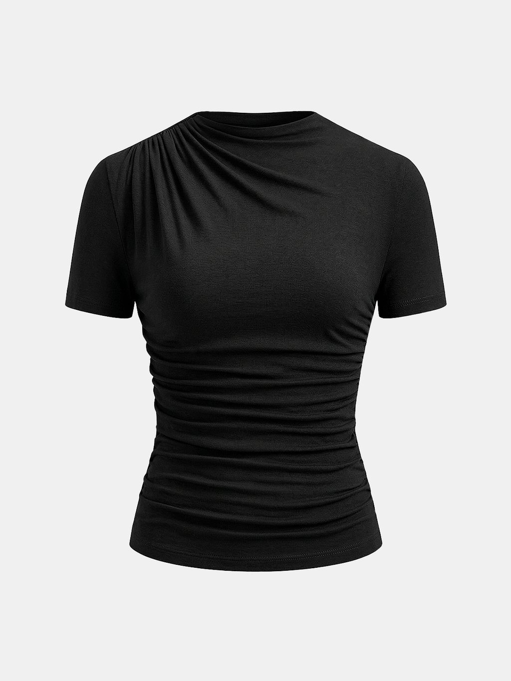 Ruched Short Sleeve Top with Fitted Design