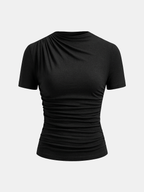 Ruched Short Sleeve Top with Fitted Design