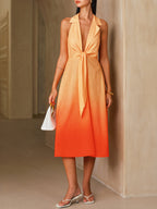 Gradient Halter Neck Midi Dress with Tie Detail