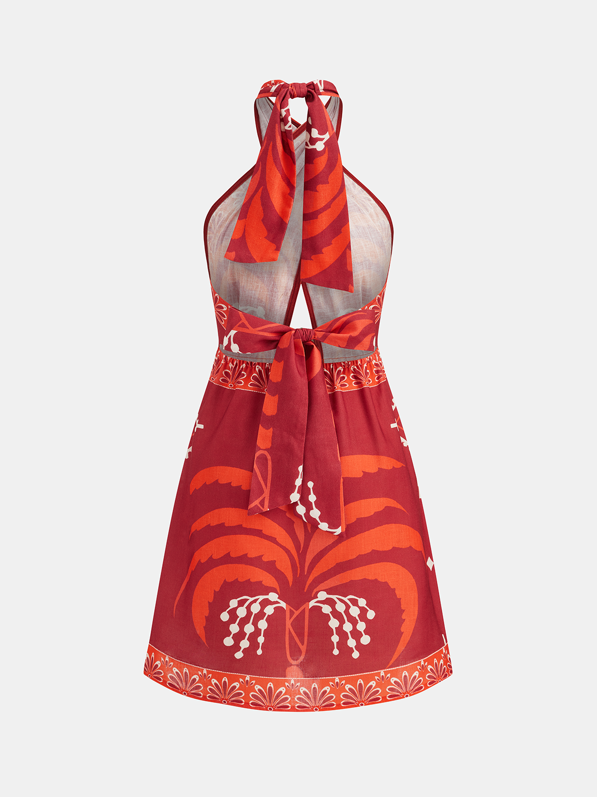Halter Neck Tropical Wrap Style Mini Dress