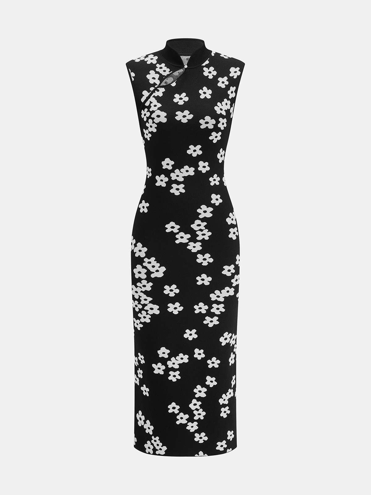 Floral Sleeveless Knit Midi Dress with Print