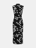 Floral Sleeveless Knit Midi Dress with Print