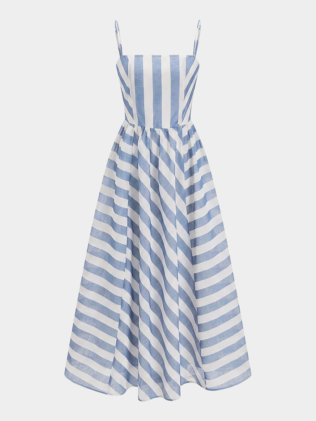 Striped Organza Cami Dress with Maxi Length
