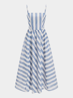 Striped Organza Cami Dress with Maxi Length