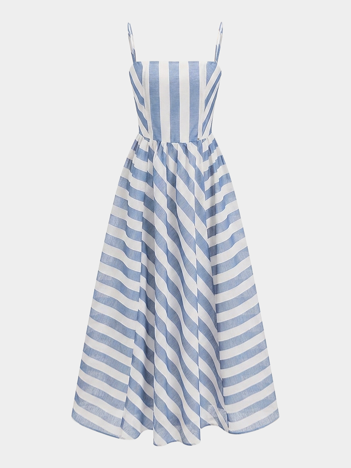 Striped Organza Camisole-Style Full-Length Dress