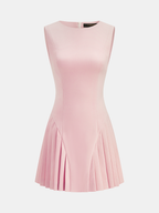Sleeveless Mini Dress with Elegant Pleats