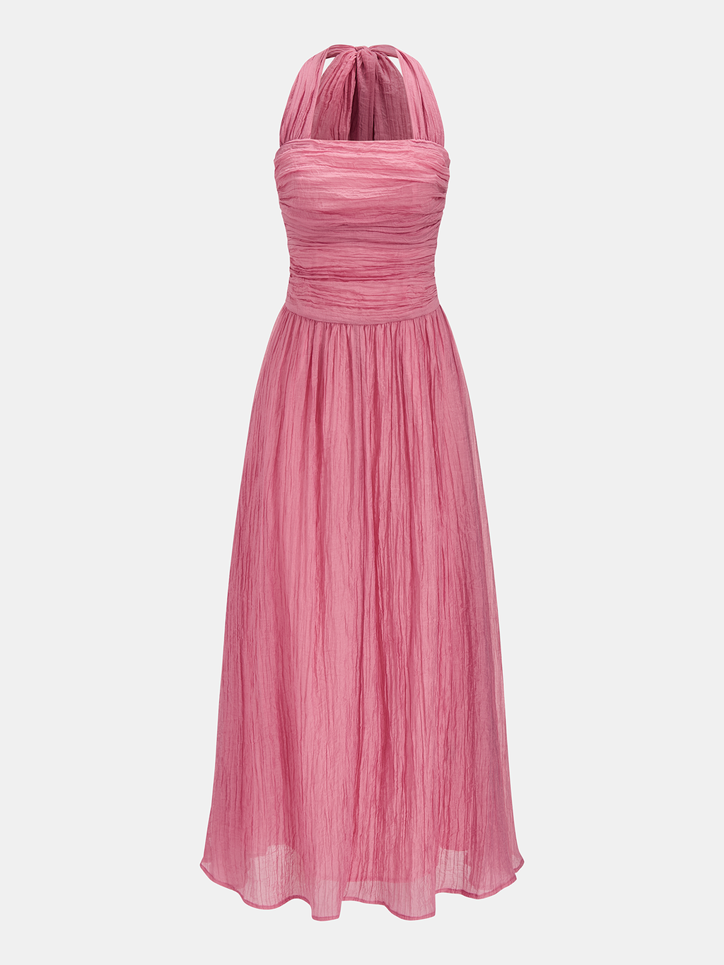 Textured Halter Maxi Dress with Crinkled Design