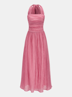 Textured Halter Maxi Dress with Crinkled Design