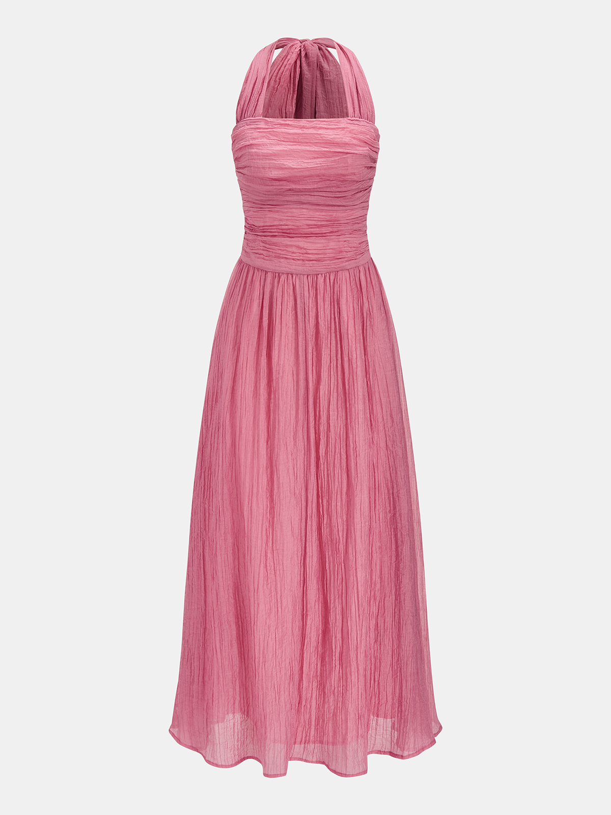 Textured Halter Maxi Dress with Crinkled Design