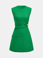 Sleeveless Mini Dress with Buckle Waist Detail