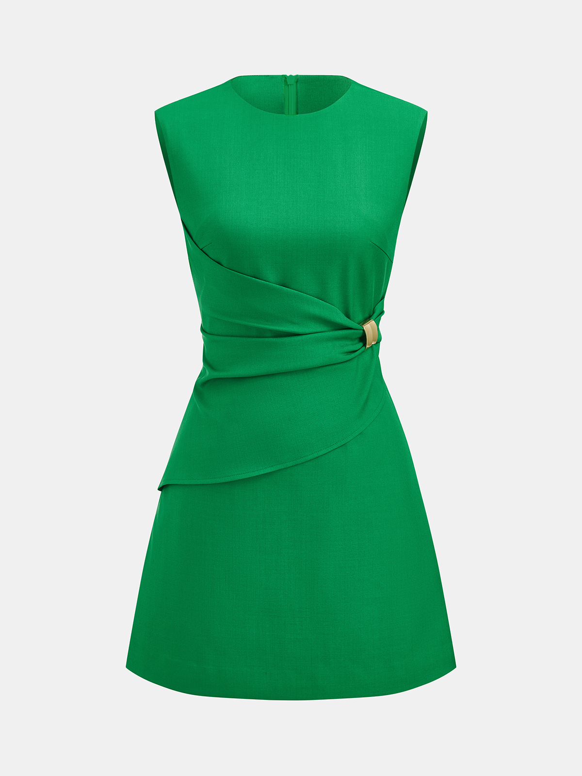 Sleeveless Mini Dress with Buckle Waist Detail