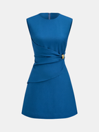 Sleeveless Mini Dress with Buckle Waist Detail