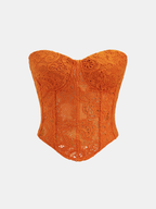 Guipure Lace Sweetheart Corset with Neck Detailing