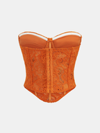Guipure Lace Sweetheart Corset with Neck Detailing