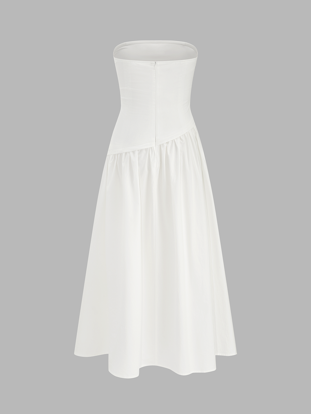 Strapless Ruched Maxi Dress with Flowy Design