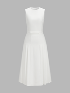 Elegant Sleeveless Midi Dress with Pleated Skirt
