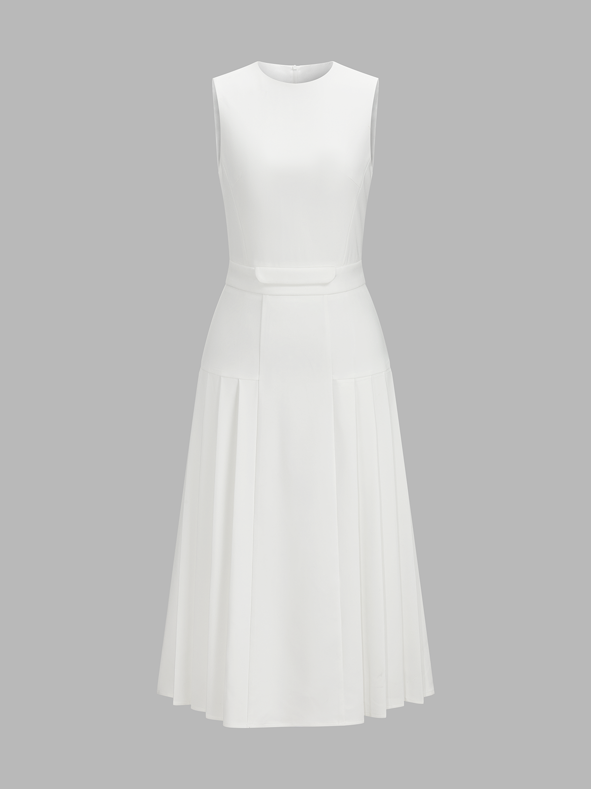 Elegant Sleeveless Midi Dress with Pleated Skirt