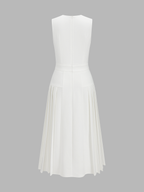 Elegant Sleeveless Midi Dress with Pleated Skirt