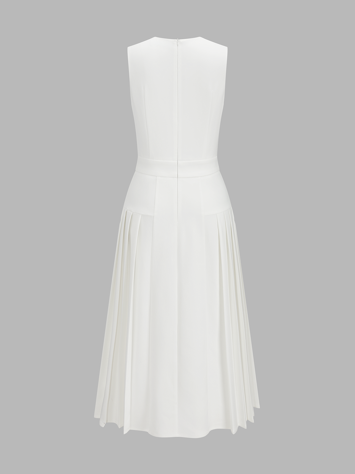 Elegant Sleeveless Midi Dress with Pleated Skirt