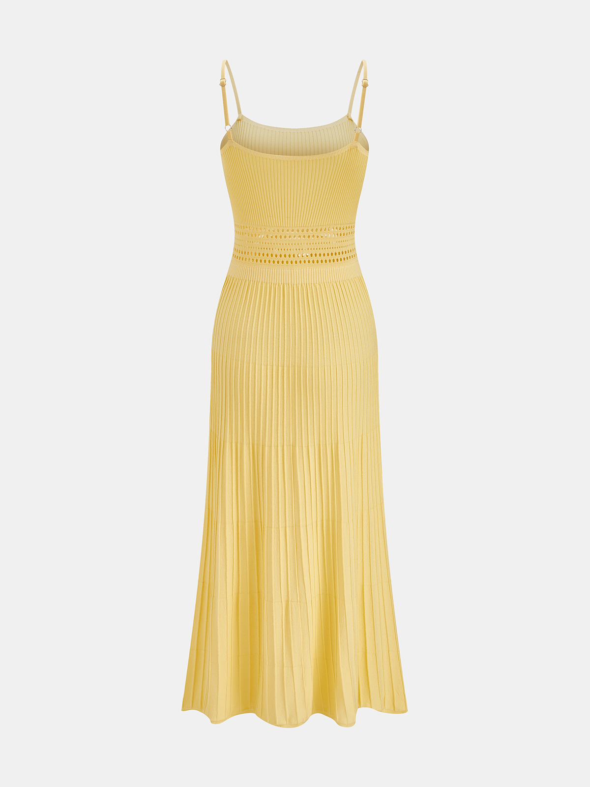 Openwork Ribbed Knit Sleeveless Maxi Dress