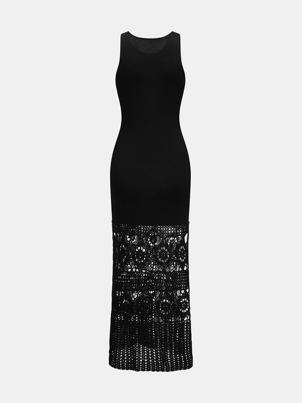 Side Slit Sleeveless Maxi Dress with Crochet Hem