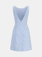 Sleeveless Floral Dress with Eyelet Embroidery Detail