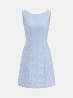 Sleeveless Floral Dress with Eyelet Embroidery Detail