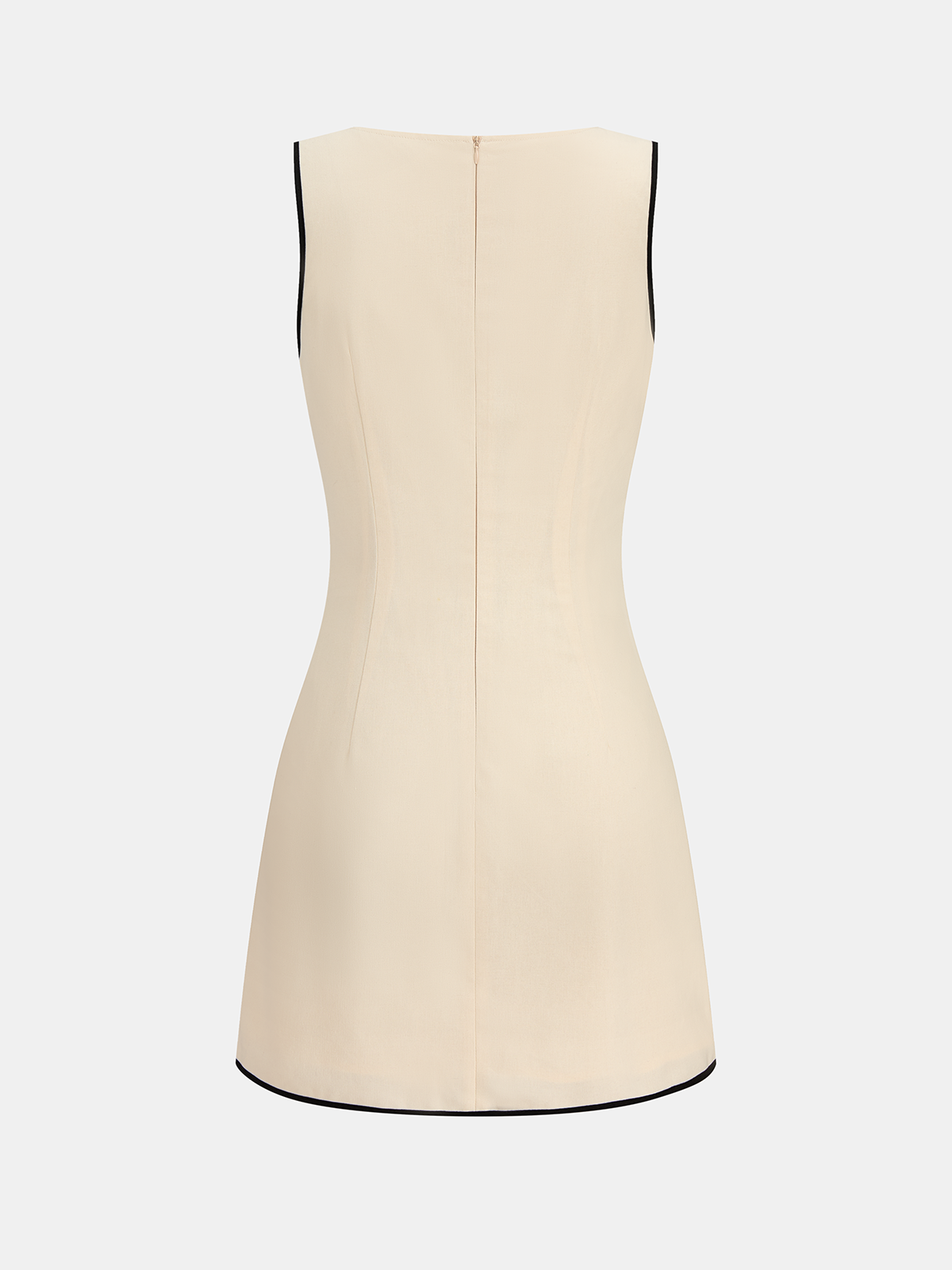 Sleeveless Linen Blend Mini Dress with Contrast Piping