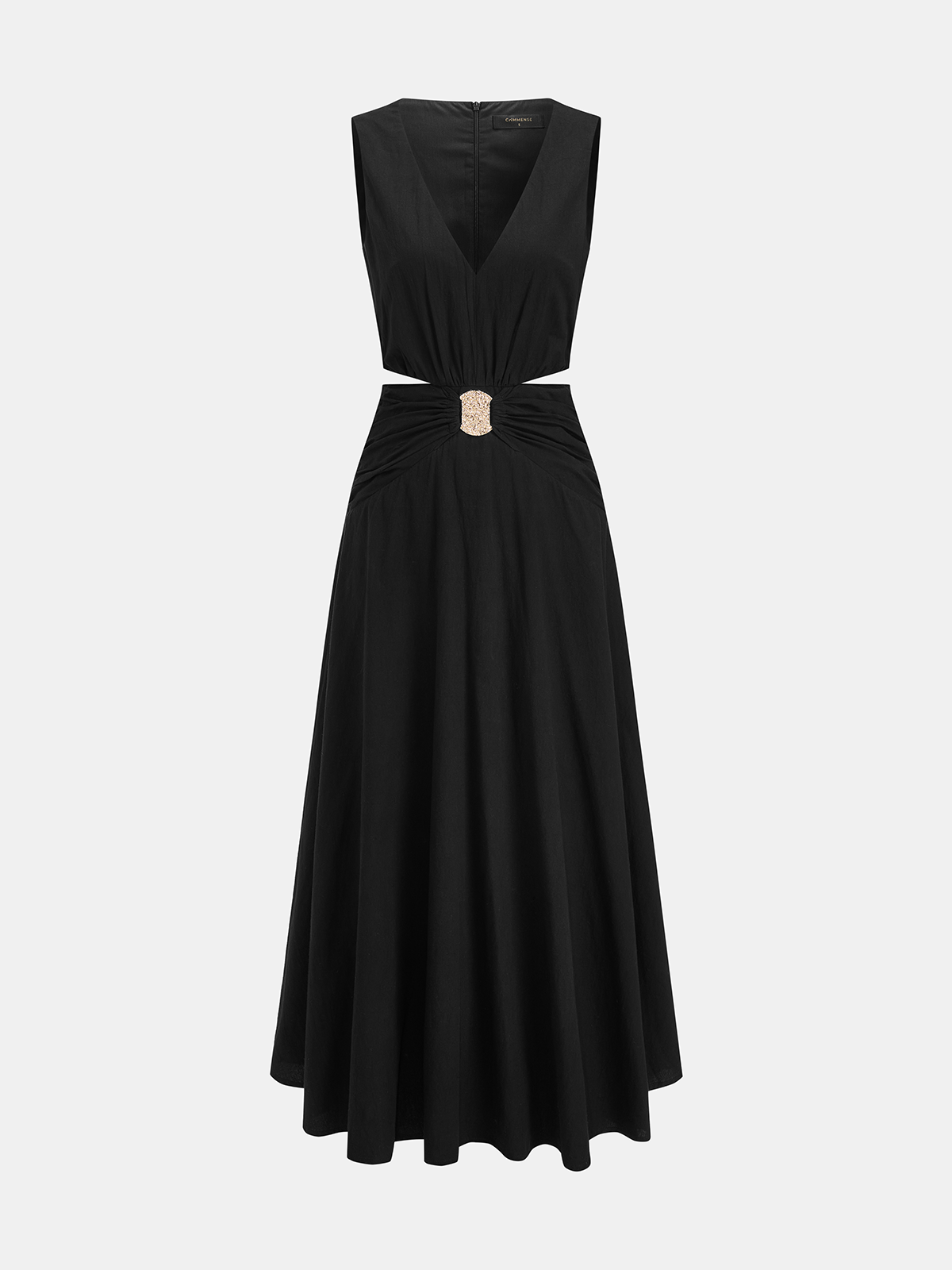 Deep V Neckline Cut-Out Waist Sleeveless Maxi Dress