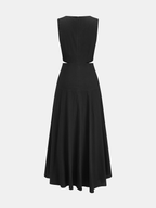 Deep V Neckline Cut-Out Waist Sleeveless Maxi Dress