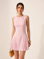 Sleeveless Mini Dress with Elegant Pleats