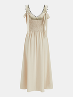 Sleeveless Maxi Dress with Contrast Wavy Trim