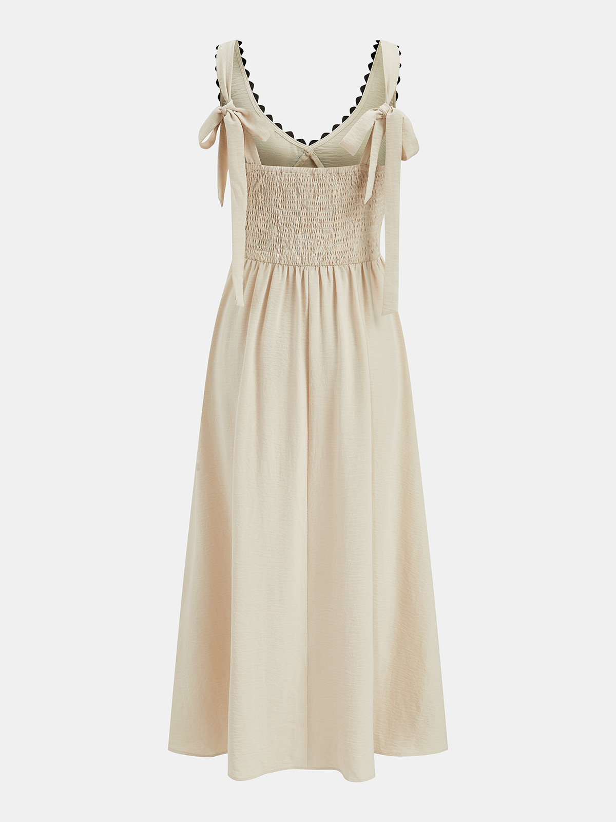 Sleeveless Maxi Dress with Contrast Wavy Trim