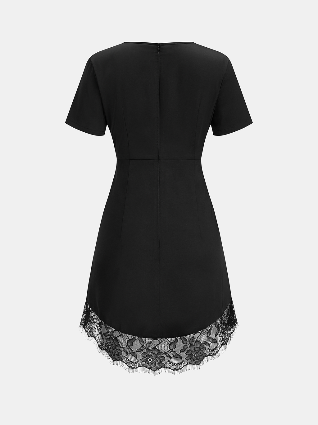 Short Sleeve Dress with Lace Hem and Waist Twist