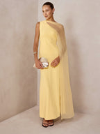Elegant Sheer Drape Maxi Dress for Evening Wear