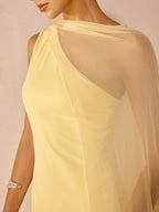 Elegant Sheer Draped Maxi Dress for Evening Events
