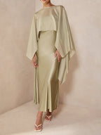 Sheer Capelet and Cami Two-Piece Dress Set