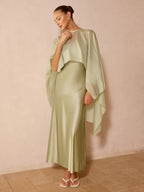 Sheer Capelet and Cami Two-Piece Dress Set